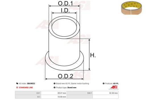 Bush, starter motor shaft, Image 2