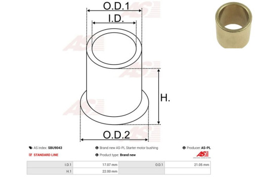 Bush, starter motor shaft, Image 2