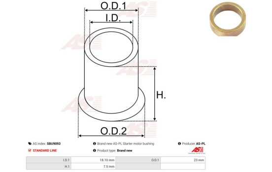 Bush, starter motor shaft, Image 2