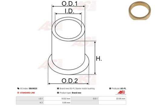 Bush, starter motor shaft, Image 2