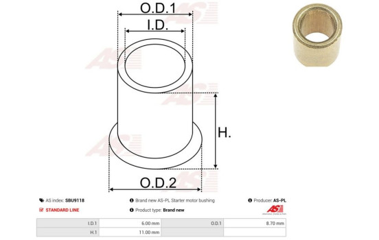 Bush, starter motor shaft, Image 2