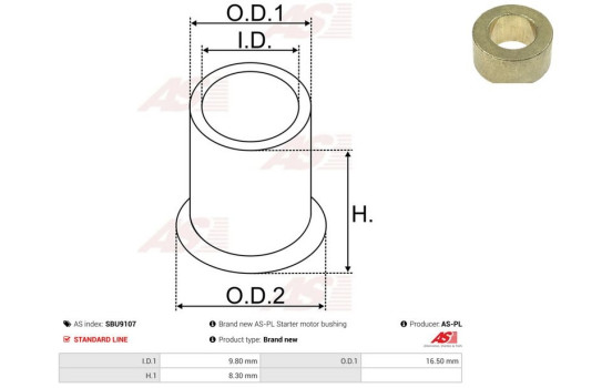 Bush, starter motor shaft, Image 2