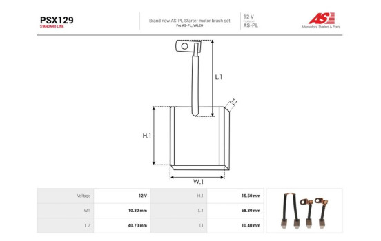 Carbon brush, starter motor, Image 2