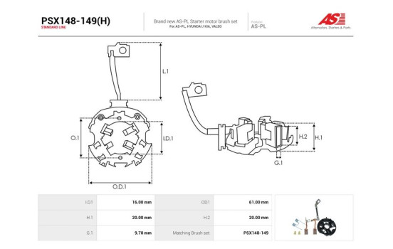 Carbon brush, starter motor, Image 2