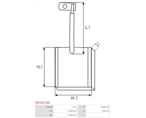 Carbon brush, starter motor, Image 2