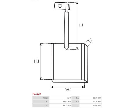 Carbon brush, starter motor, Image 2