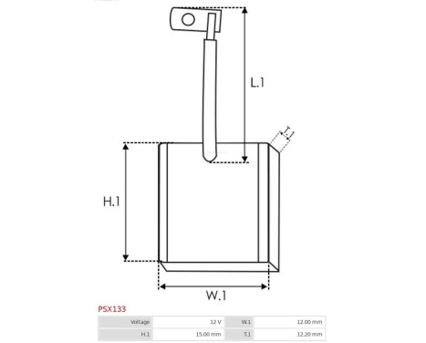 Carbon brush, starter motor, Image 2