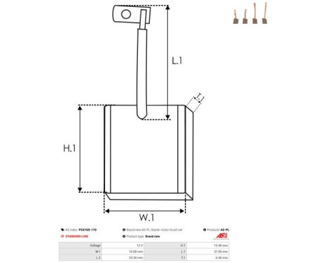 Carbon brush, starter motor, Image 2