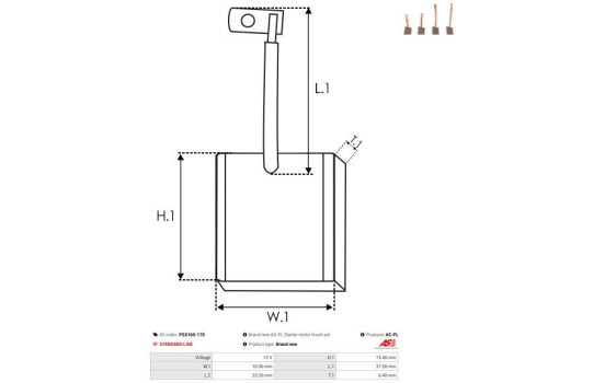 Carbon brush, starter motor, Image 2
