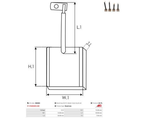 Carbon brush, starter motor, Image 2
