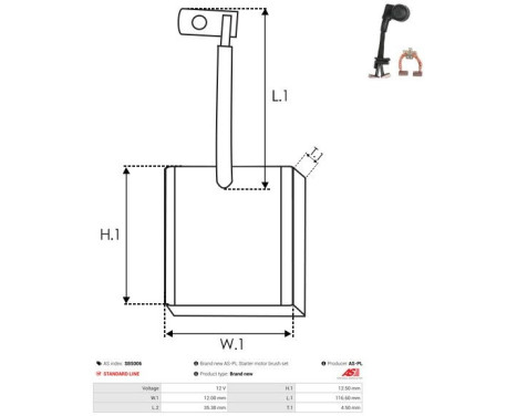 Carbon brush, starter motor, Image 2