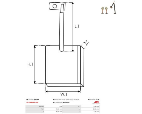 Carbon brush, starter motor, Image 2