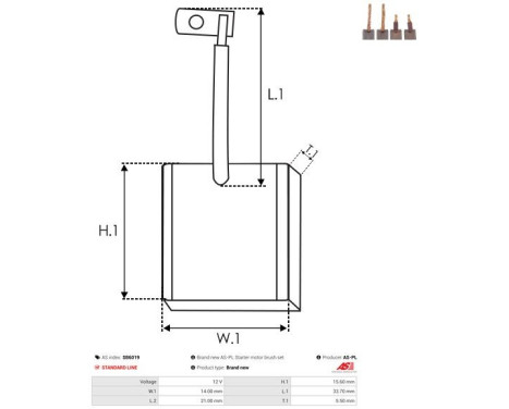 Carbon brush, starter motor, Image 2