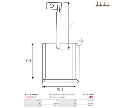 Carbon brush, starter motor, Image 2