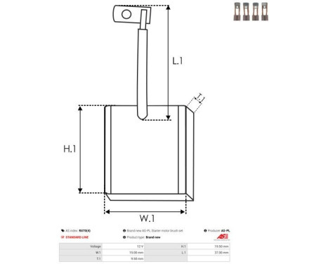Carbon brush, starter motor, Image 2