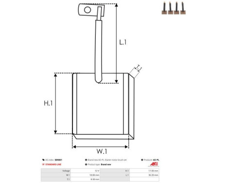 Carbon brush, starter motor, Image 2