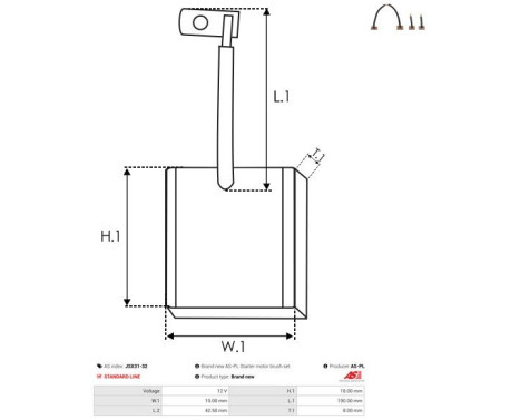 Carbon brush, starter motor, Image 2