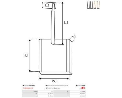 Carbon brush, starter motor, Image 2