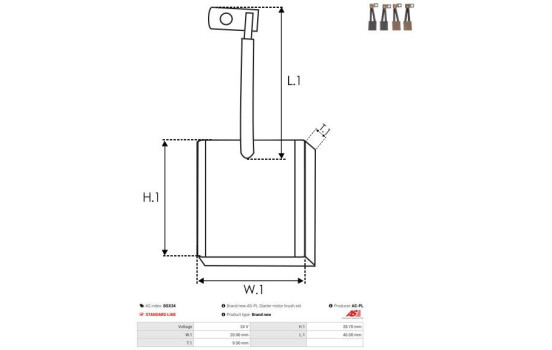 Carbon brush, starter motor, Image 2