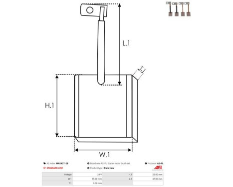Carbon brush, starter motor, Image 2