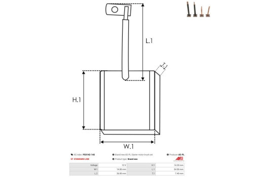 Carbon brush, starter motor, Image 2