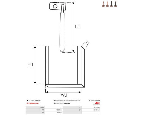 Carbon brush, starter motor, Image 2