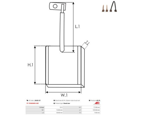 Carbon brush, starter motor, Image 2