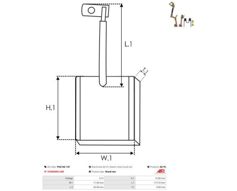Carbon brush, starter motor, Image 2