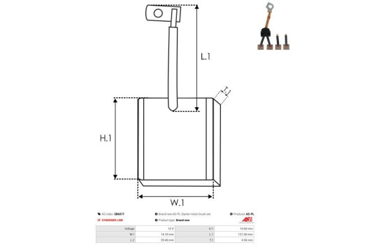 Carbon brush, starter motor, Image 2