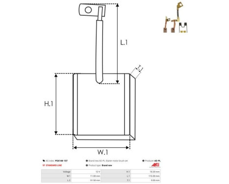 Carbon brush, starter motor, Image 2