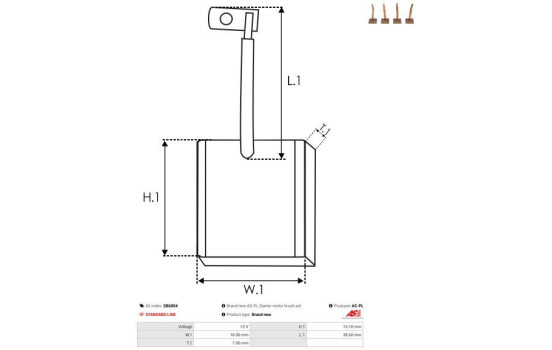 Carbon brush, starter motor, Image 2