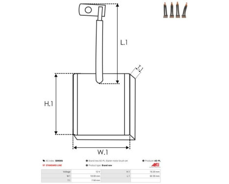Carbon brush, starter motor, Image 2
