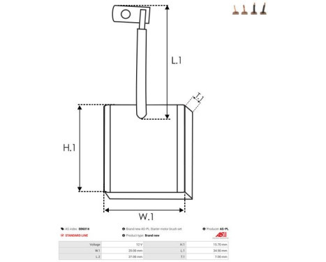 Carbon brush, starter motor, Image 2