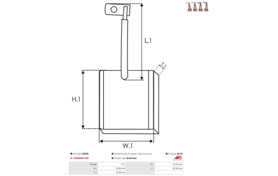 Carbon brush, starter motor, Image 2