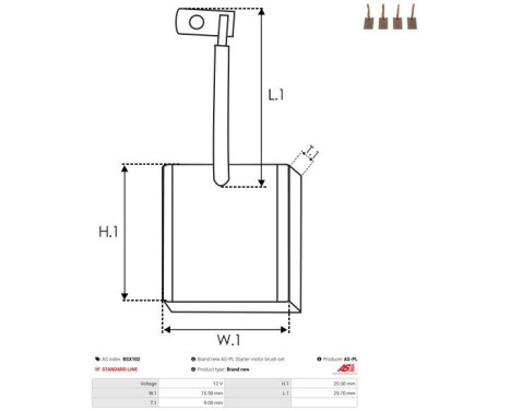 Carbon brush, starter motor, Image 2