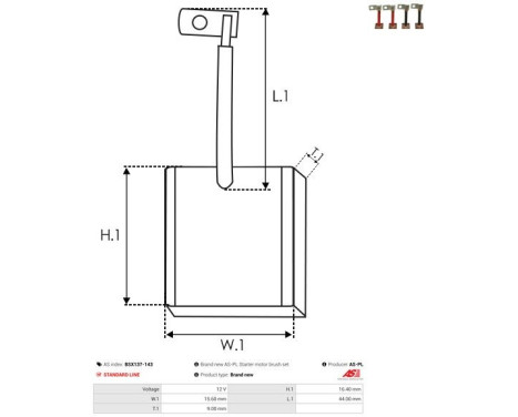 Carbon brush, starter motor, Image 2