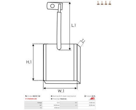 Carbon brush, starter motor, Image 2