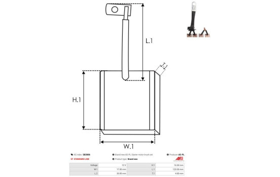 Carbon brush, starter motor, Image 2