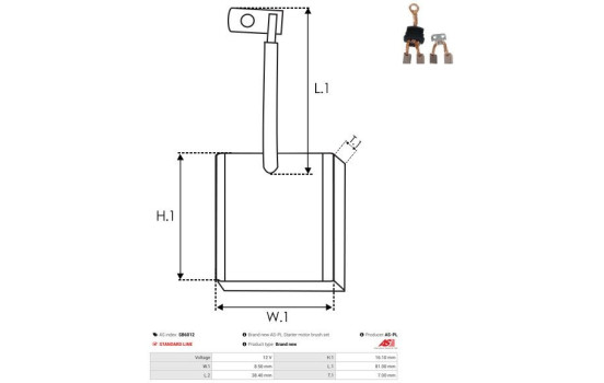 Carbon brush, starter motor, Image 2