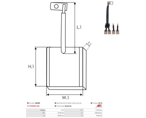 Carbon brush, starter motor, Image 2