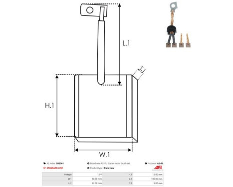 Carbon brush, starter motor, Image 2