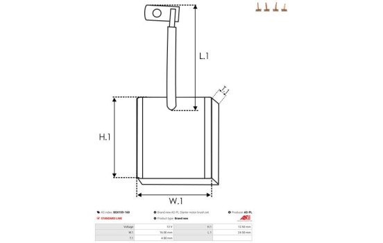 Carbon brush, starter motor, Image 2