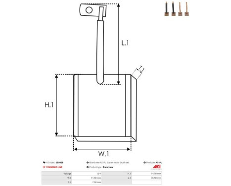 Carbon brush, starter motor, Image 2