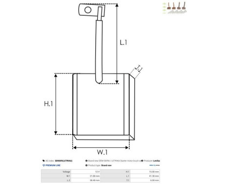 Carbon brush, starter motor, Image 2
