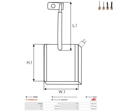 Carbon brush, starter motor, Image 2