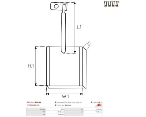 Carbon brush, starter motor, Image 2