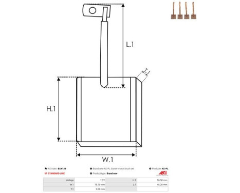 Carbon brush, starter motor, Image 2