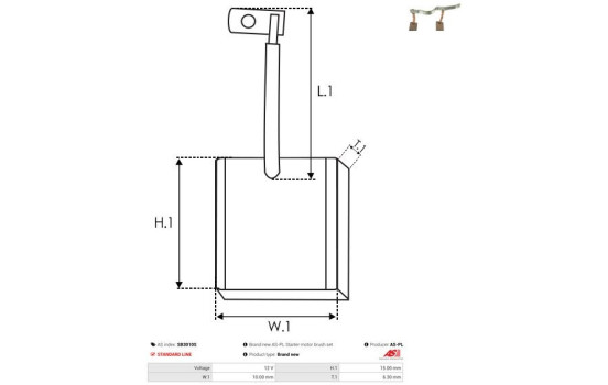Carbon brush, starter motor, Image 2