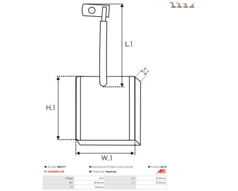 Carbon brush, starter motor, Image 2