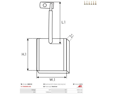 Carbon brush, starter motor, Image 2